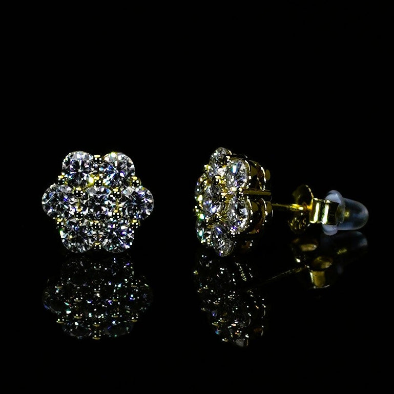 Moissanite Cluster Stud Earrings – 18K Guldpläterad 925 Silver