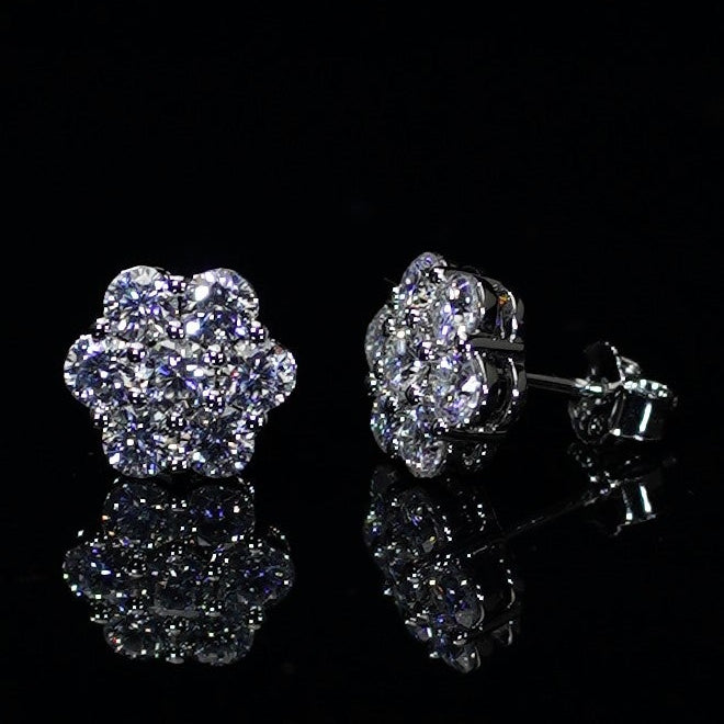 Moissanite Cluster Stud Earrings – Rodiumpläterad 925 Silver