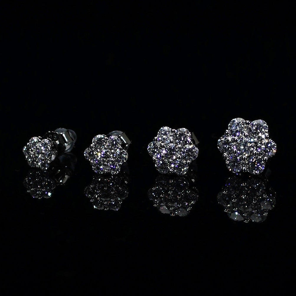 Moissanite Cluster Stud Earrings – Rodiumpläterad 925 Silver