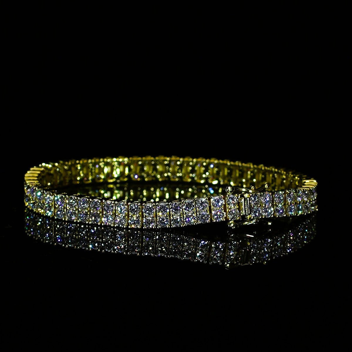 Dubbelradigt moissanite tennis armband 925 18k guldpläterat