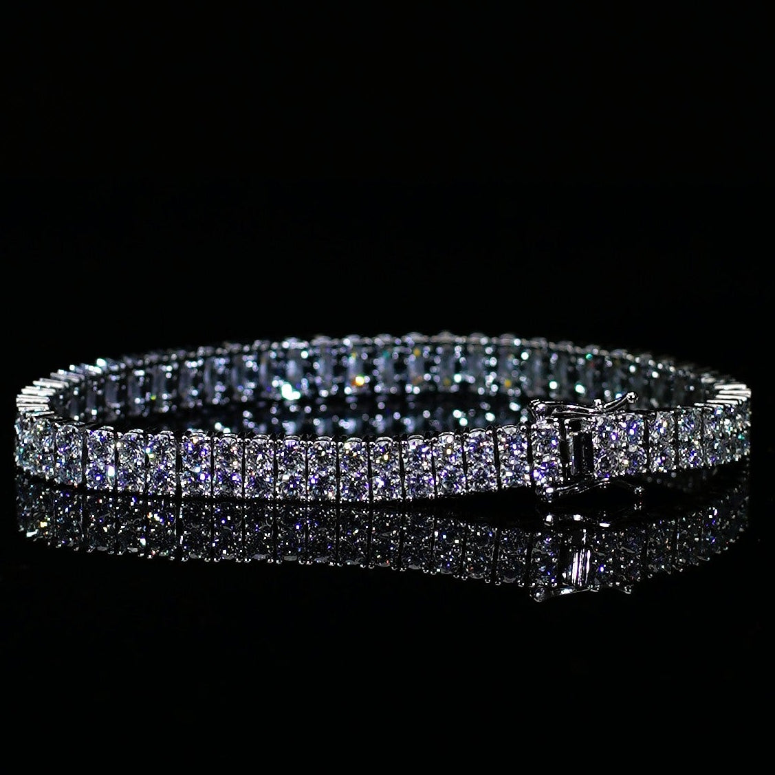 Dubbelradigt moissanite tennis armband 925 rodiumpläterat