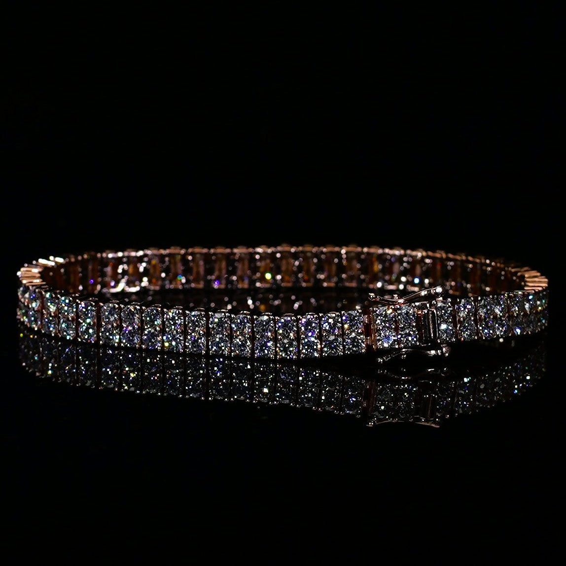 Dubbelradigt moissanite tennis armband 925 18k roséguld pläterat