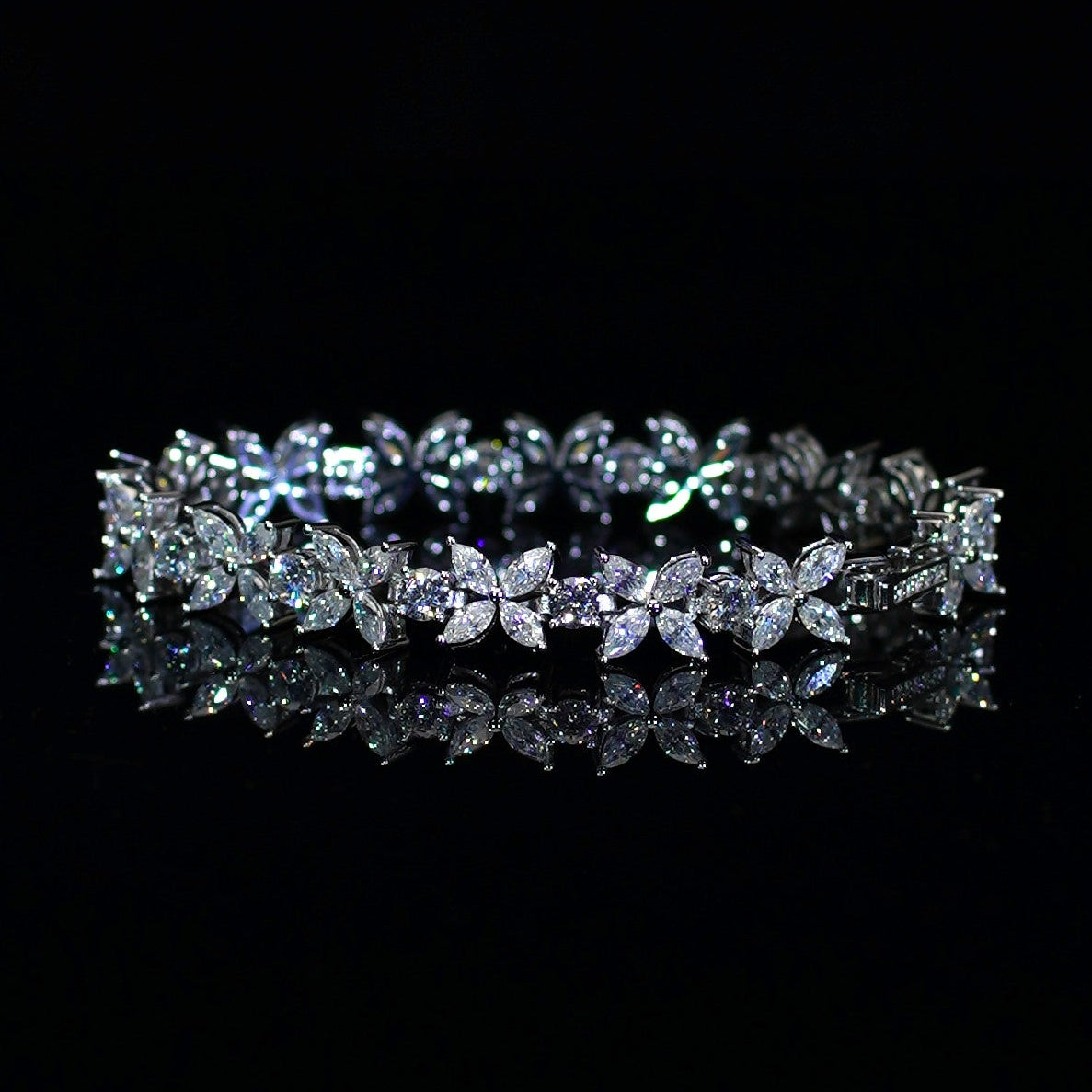 Marquise Moissanite armband 925 Silver + Rodiumplätering
