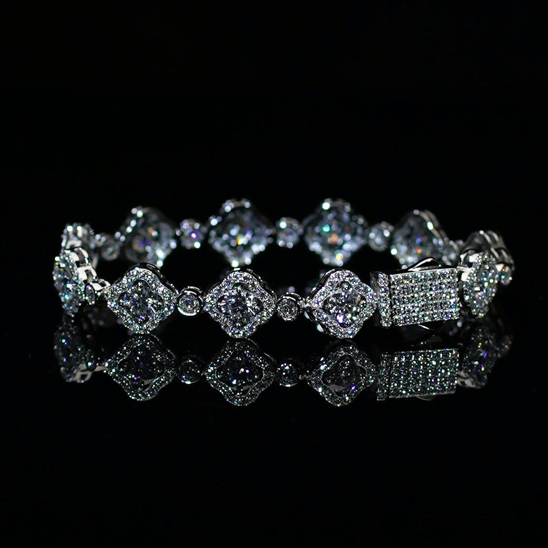 Blommigt moissanite tennis armband 925 - rodium pläterat