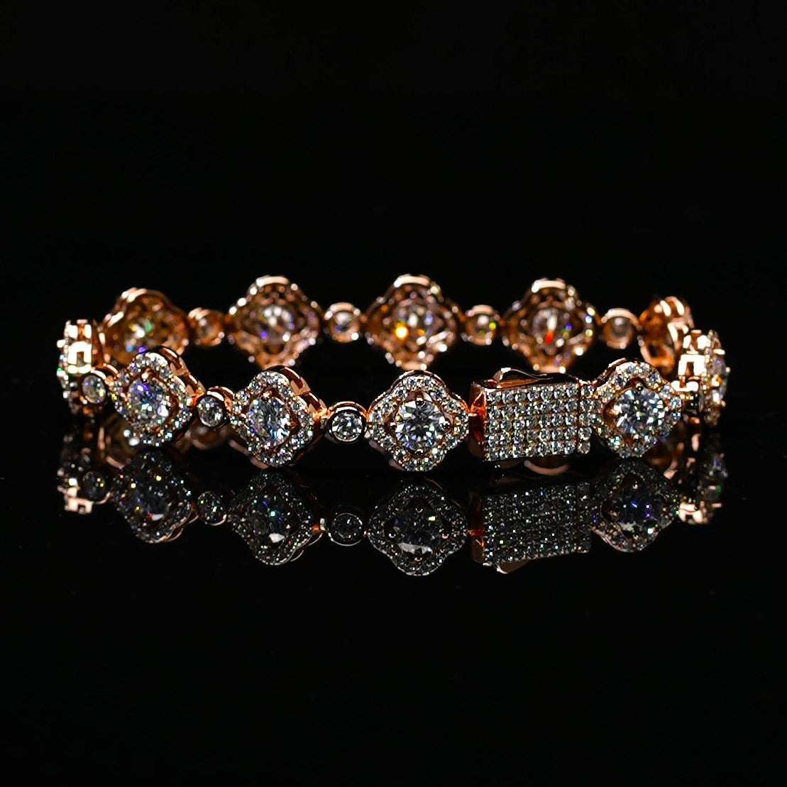 Blommigt moissanite tennis armband 925 - 18k roseguldpläterat