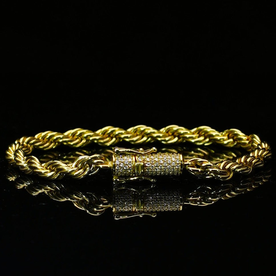 18k guldpläterat cordell armband 6mm med moissanite lås