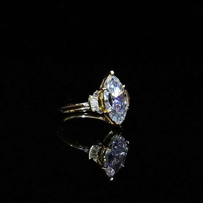 14k Gold-filled marquise moissanit ring