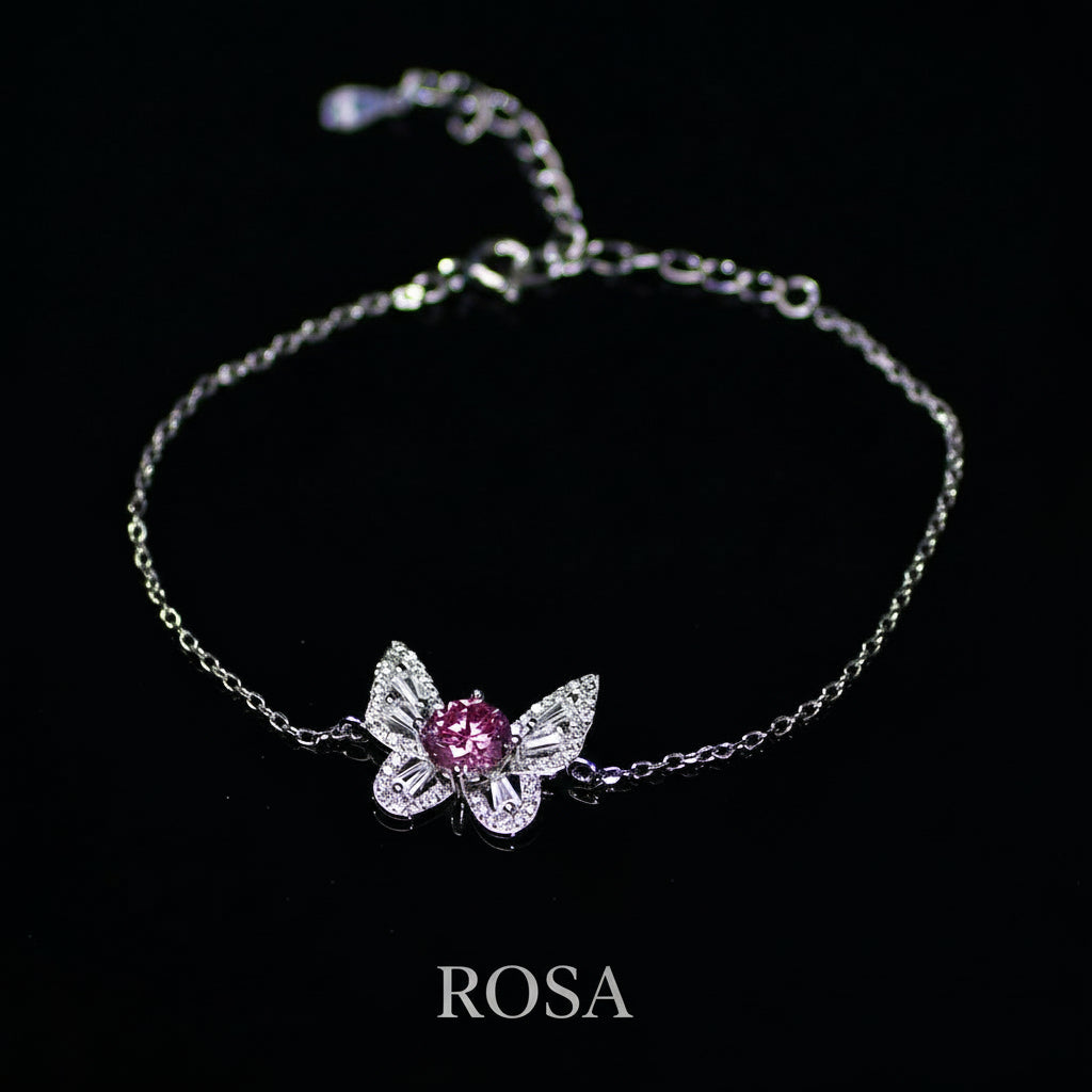 Fjärilsarmband 925 färgad moissanit 1ct 9 olika färger