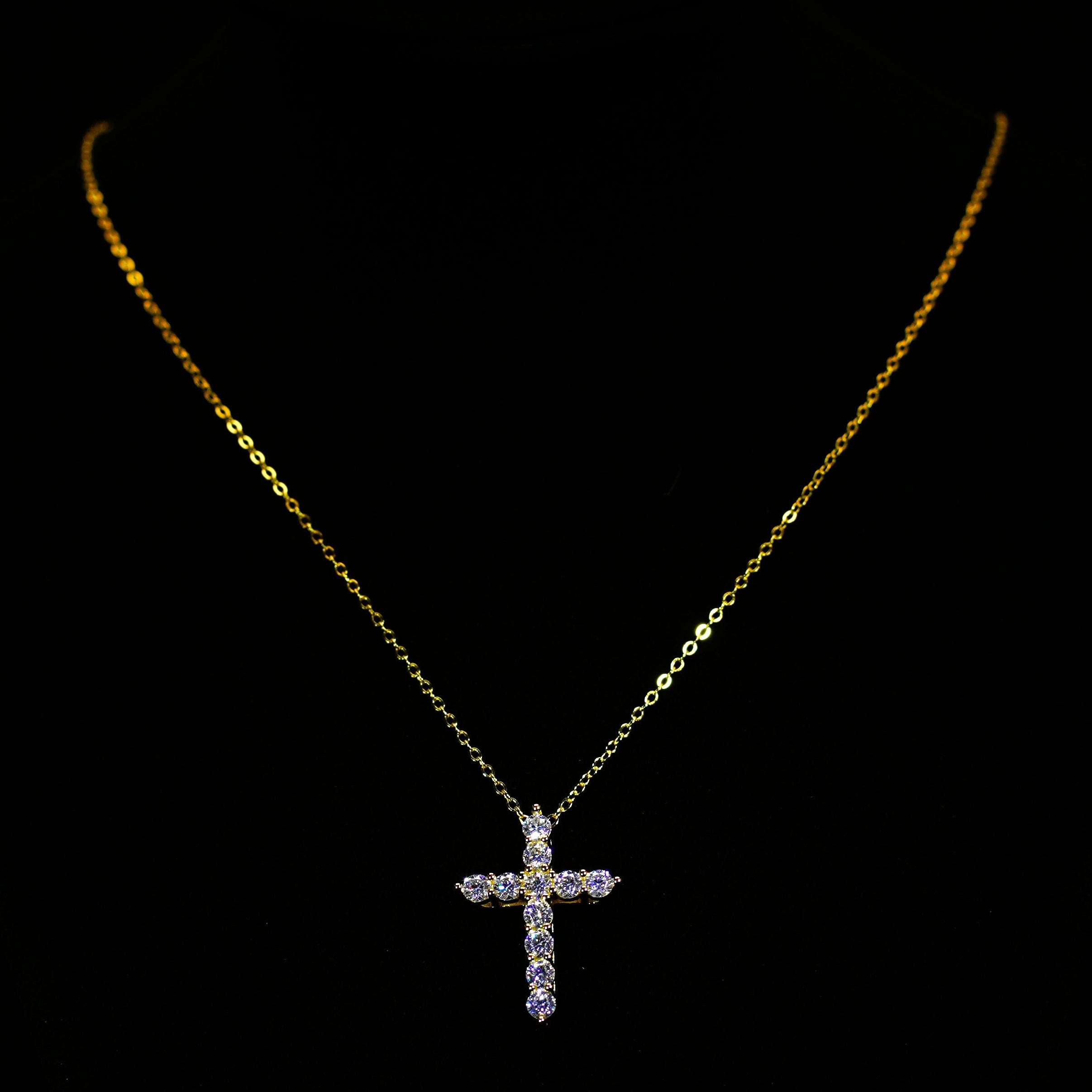 Korshalsband moissanit 925 18k guldpläterat