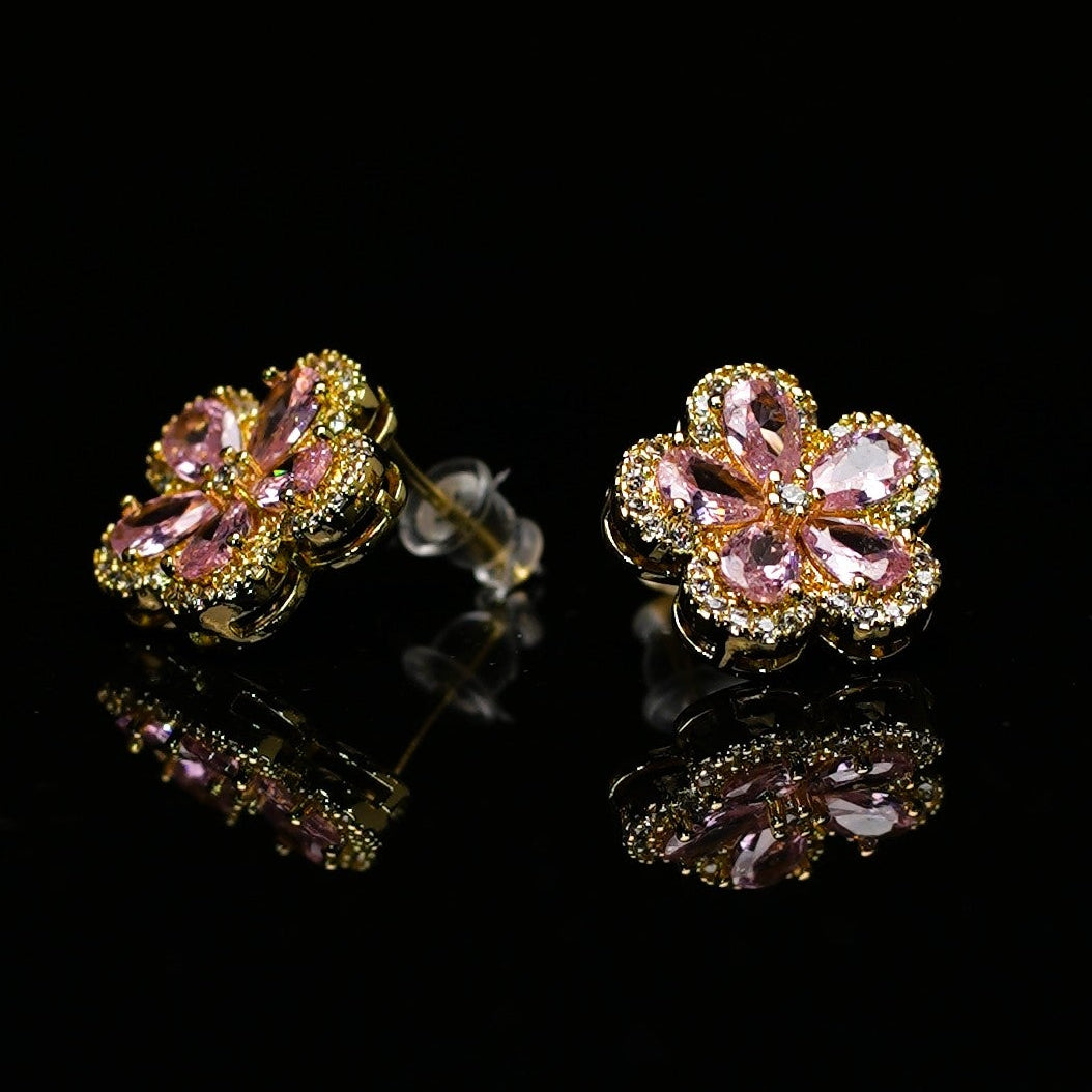 Örhängen – Rosa blomma 18k guldpläterat