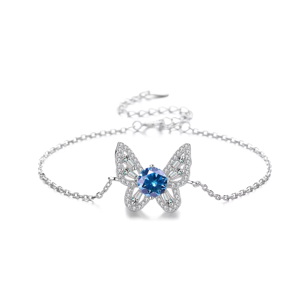 Fjärilsarmband 925 färgad moissanit 1ct 9 olika färger
