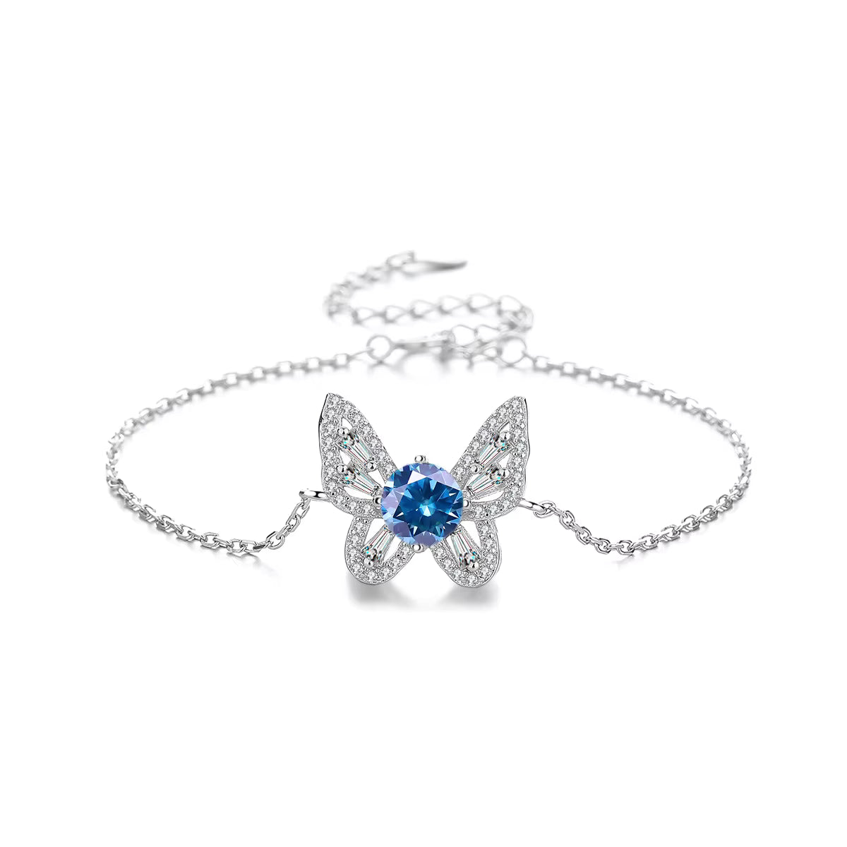 Fjärilsarmband 925 färgad moissanit 1ct 9 olika färger