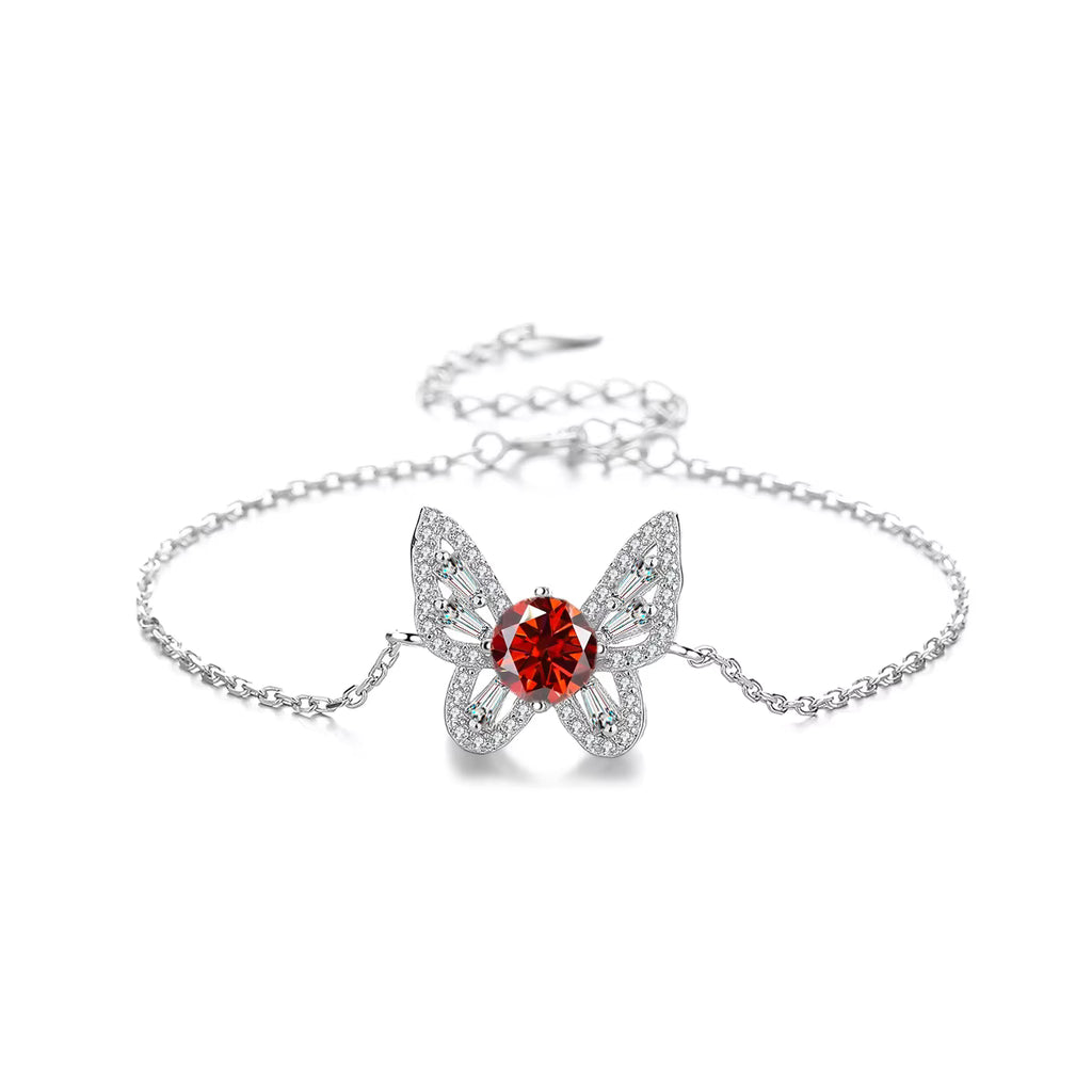 Fjärilsarmband 925 färgad moissanit 1ct 9 olika färger