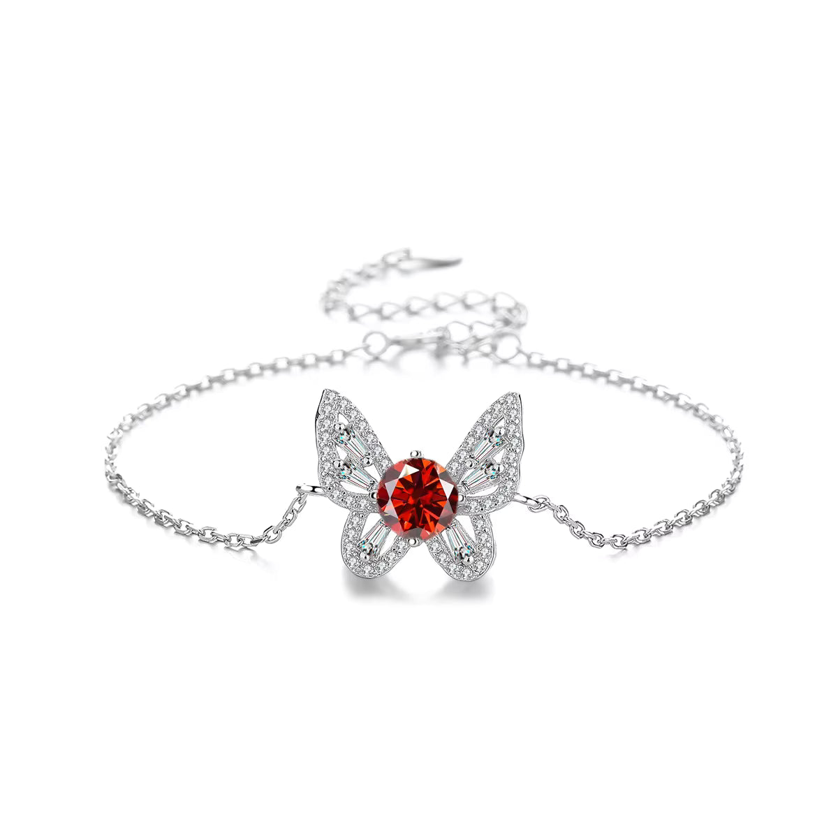 Fjärilsarmband 925 färgad moissanit 1ct 9 olika färger