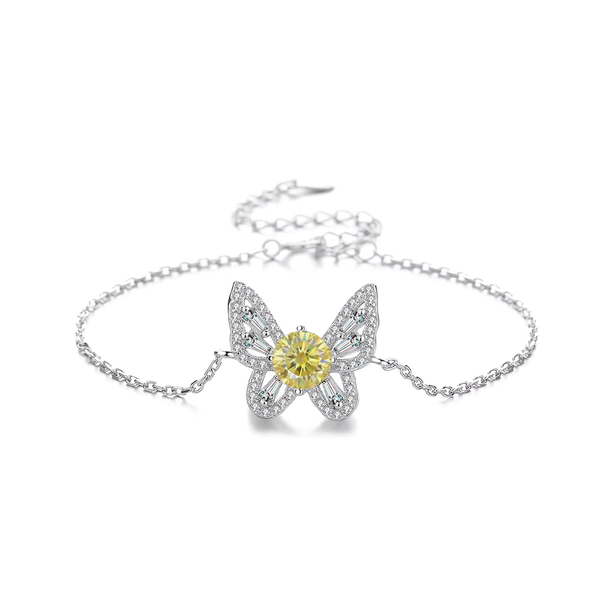 Fjärilsarmband 925 färgad moissanit 1ct 9 olika färger