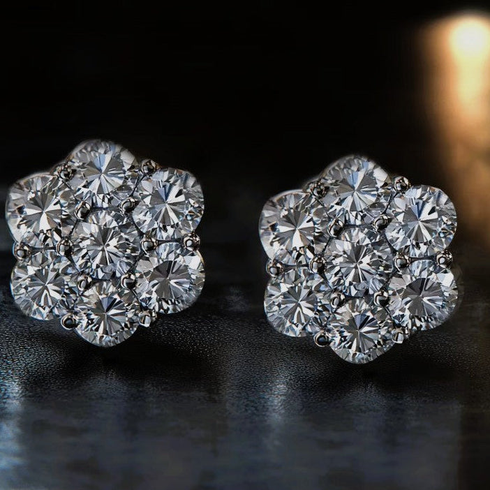 Moissanite Cluster Stud Earrings – Rodiumpläterad 925 Silver