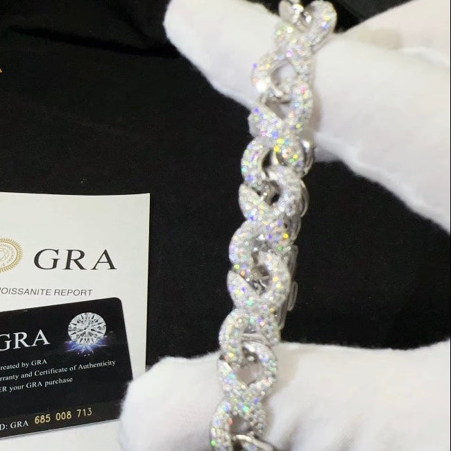 10 mm Moissanite Cuban infinity (925 Silver + Rodiumplätering)