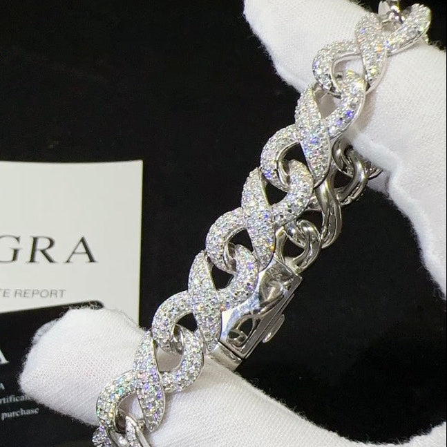 10 mm Moissanite Cuban infinity (925 Silver + Rodiumplätering)