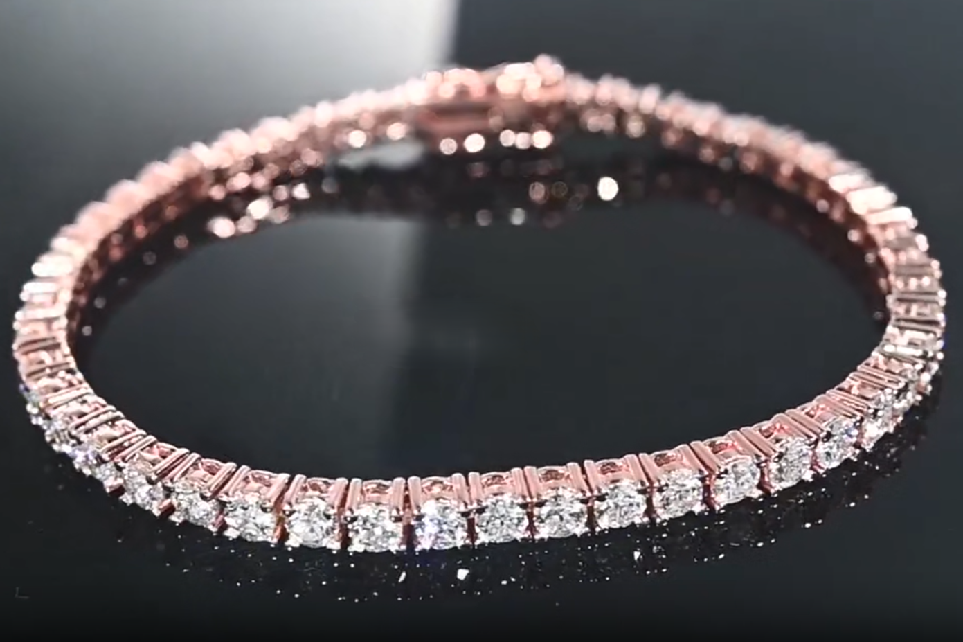 Lipari 925 18k roseguld pläterat moissanite tennis armband