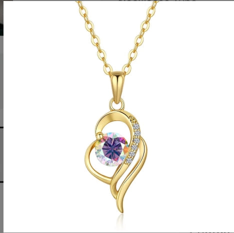 Hjärthalsband 925 14k guldpläterat 1ct moissanite 10 olika färger
