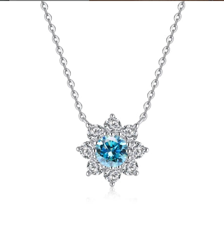 Moissanite halsband 925 snowflake 1ct 5 olika färger