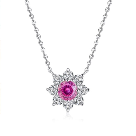 Moissanite halsband 925 snowflake 1ct 5 olika färger