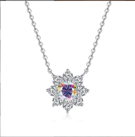 Moissanite halsband 925 snowflake 1ct 5 olika färger
