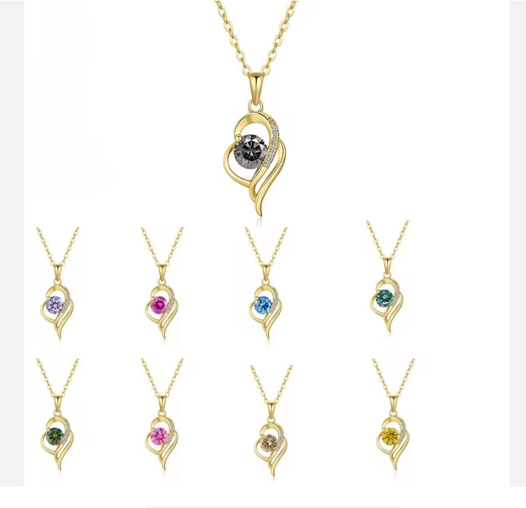 Hjärthalsband 925 14k guldpläterat 1ct moissanite 10 olika färger